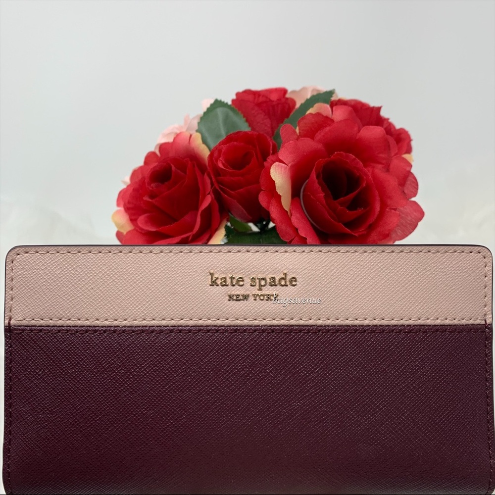 Kate spade NY large slim bifold wallet cherrywood - Picture 2 of 8